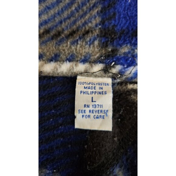 Vintage Marsh Landing Mens Fleece Jacket Large Blue Plaid Outerwear Cabincore - Picture 4 of 6